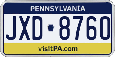 PA license plate JXD8760