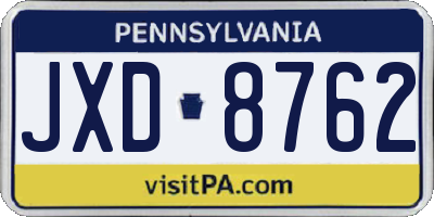 PA license plate JXD8762