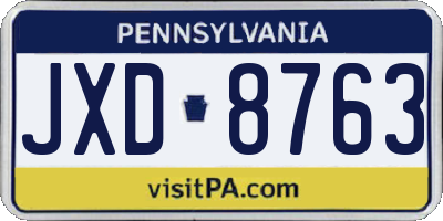 PA license plate JXD8763