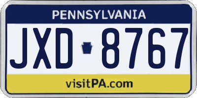 PA license plate JXD8767