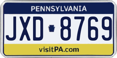 PA license plate JXD8769
