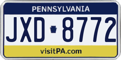 PA license plate JXD8772