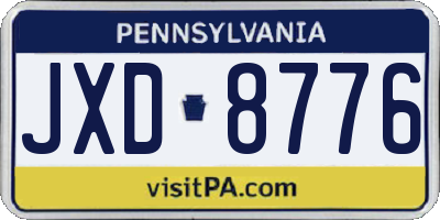 PA license plate JXD8776