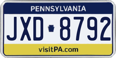PA license plate JXD8792