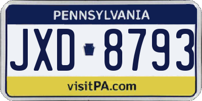 PA license plate JXD8793