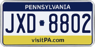 PA license plate JXD8802