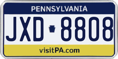 PA license plate JXD8808