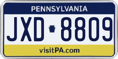 PA license plate JXD8809