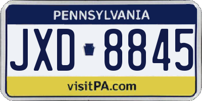 PA license plate JXD8845