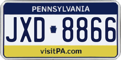 PA license plate JXD8866