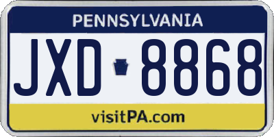 PA license plate JXD8868
