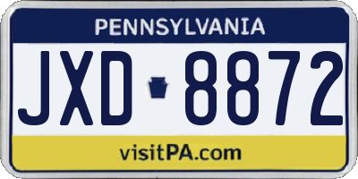 PA license plate JXD8872