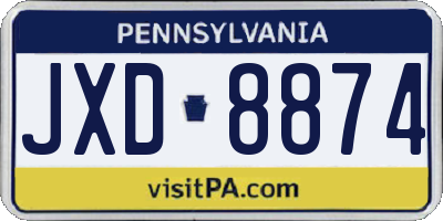 PA license plate JXD8874
