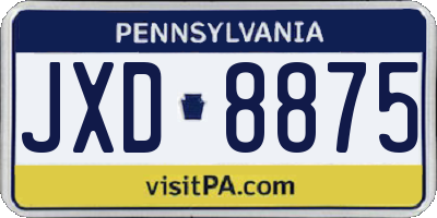 PA license plate JXD8875