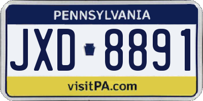 PA license plate JXD8891