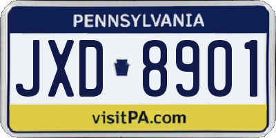 PA license plate JXD8901