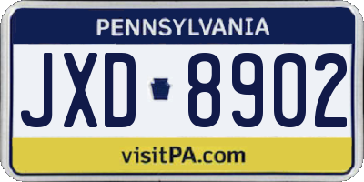 PA license plate JXD8902