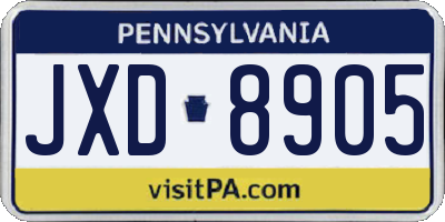PA license plate JXD8905