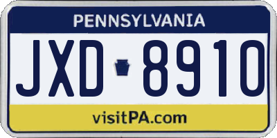 PA license plate JXD8910