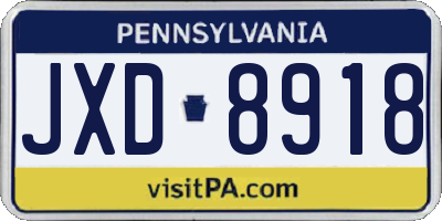 PA license plate JXD8918