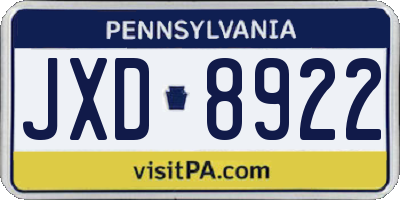 PA license plate JXD8922
