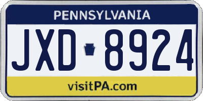 PA license plate JXD8924