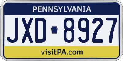 PA license plate JXD8927
