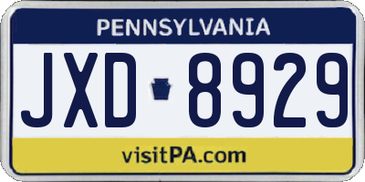 PA license plate JXD8929