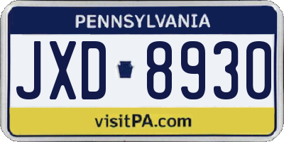 PA license plate JXD8930