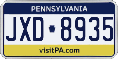 PA license plate JXD8935