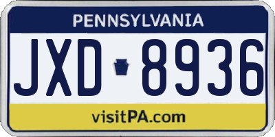 PA license plate JXD8936