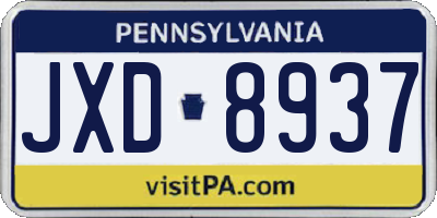 PA license plate JXD8937