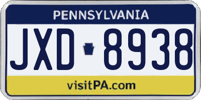 PA license plate JXD8938