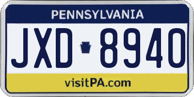 PA license plate JXD8940