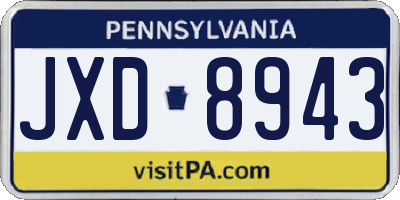PA license plate JXD8943