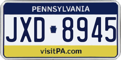 PA license plate JXD8945