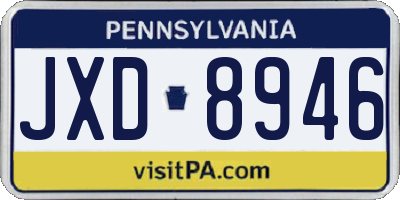 PA license plate JXD8946