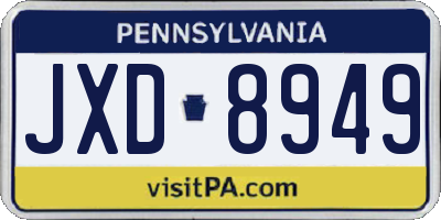 PA license plate JXD8949
