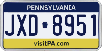 PA license plate JXD8951