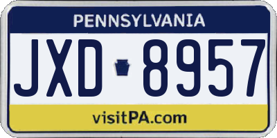 PA license plate JXD8957