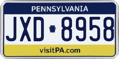 PA license plate JXD8958