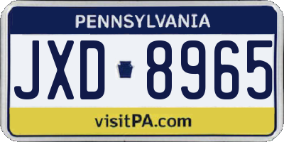 PA license plate JXD8965
