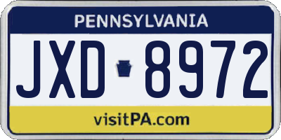 PA license plate JXD8972