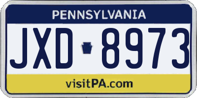 PA license plate JXD8973