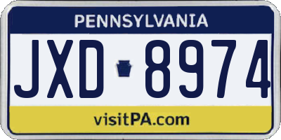 PA license plate JXD8974