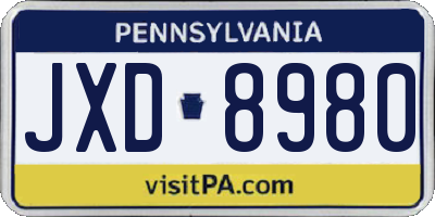 PA license plate JXD8980