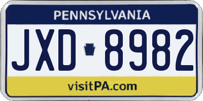 PA license plate JXD8982