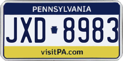 PA license plate JXD8983