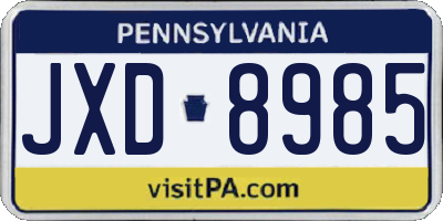 PA license plate JXD8985