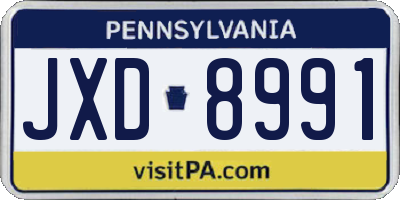 PA license plate JXD8991